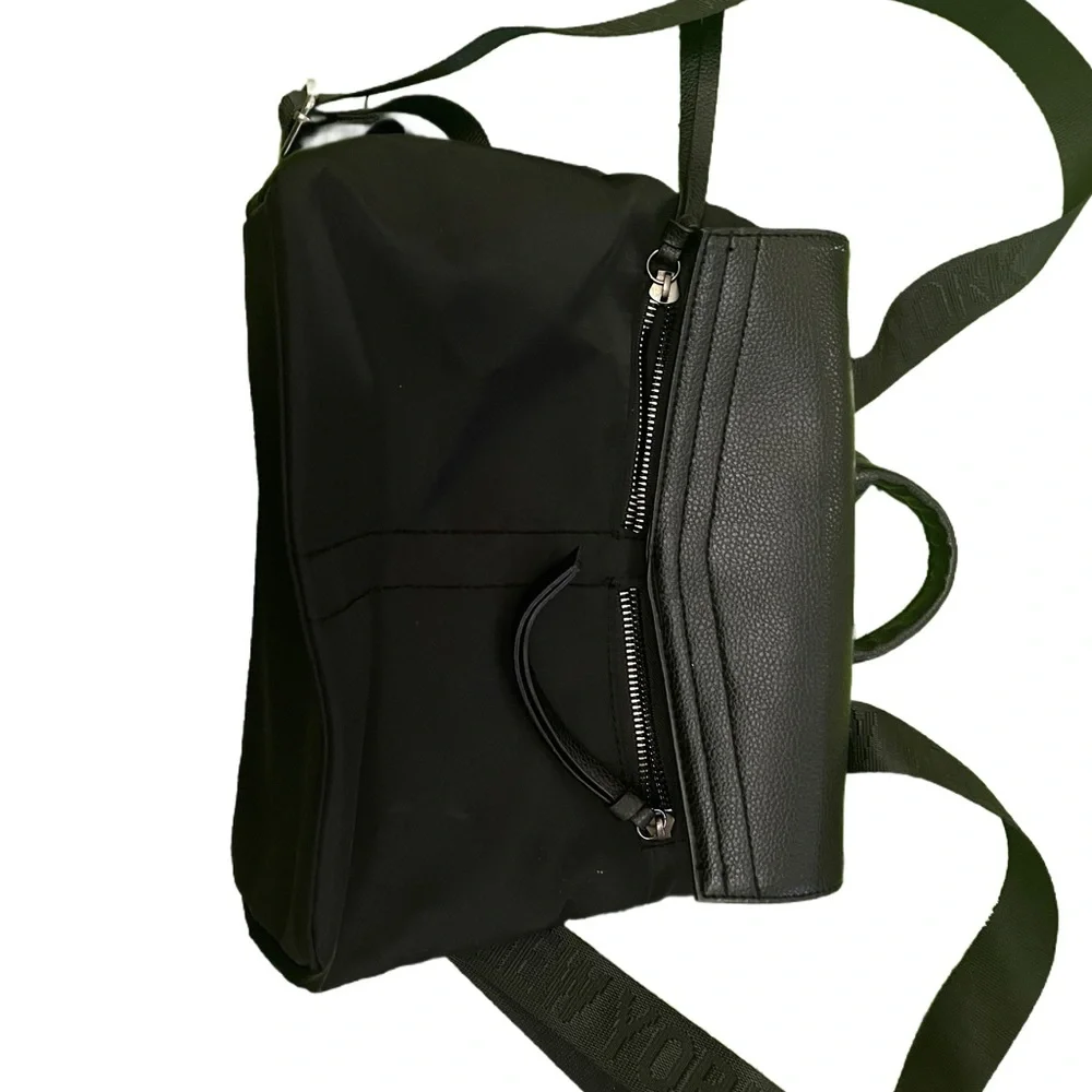 EUC Botkier Blk Faux Leather and Canvas Backpack great commuter bag Nylon straps - Picture 5 of 6